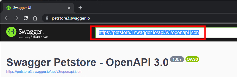 Copy URL to the OpenAPI definition