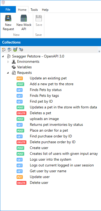 View requests in the OpenAPI definition